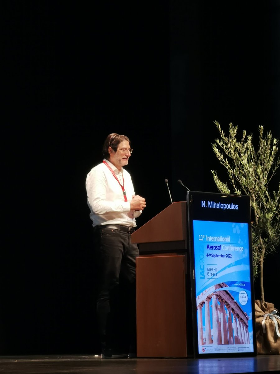 IAC_2022's tweet photo. #IAC2022_ATHENS OC President, Prof. N. Mihalopoulos is now on stage welcoming all of you to #Athens and our #aerosol conference. https://t.co/c5nBqiU4hT