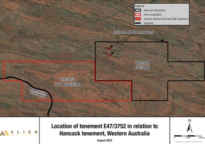 AlienMetals's tweet image. Alien Metals is pleased to announce that, through the IOCA, it has entered into a binding Heads of Agreement with Mallina Exploration to acquire a strategic tenement, Western Australia, bounding the Hancock Project. 

Read in full: bit.ly/3ebYxX5

#AlienMetals #UFO