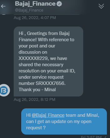 devi4404's tweet photo. Dear @Bajaj_Finserv  @Bajaj_Finance  team, its been almost 10 days now since the ticket is created, can someone help with the status ? https://t.co/XFg4ZFEnoJ