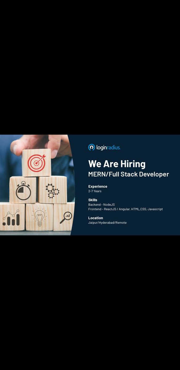 jyothip2883's tweet photo. @LoginRadius_In is hiring for Mern/ Full stack developers. Interested candidates please share me your cv to jyothi.panda@loginradius.com 

This is a unique opportunity to join a Microsoft invested company with competitive positioning for a $20 billion market opportunity. https://t.co/lbCSlVHd17