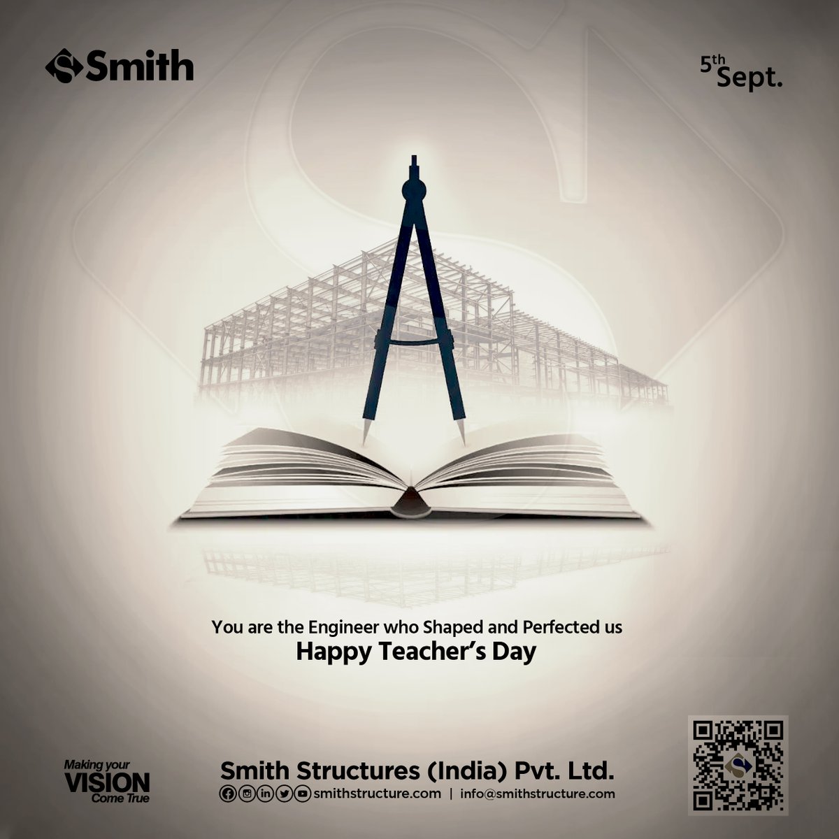 StructuresSmith's tweet photo. You are the Engineer who Shaped and Perfected us !
Happy Teacher's Day !
#teachersday2022 #teachersday #teachers
Contact us:
Smith Structures (India) Pvt. Ltd.
info@smithstructure.com | https://t.co/tIiccOaOCX | +079-48990452
#makeinindia #vocalforlocal #steelrevolution #ssipl https://t.co/kszfFjVLAU