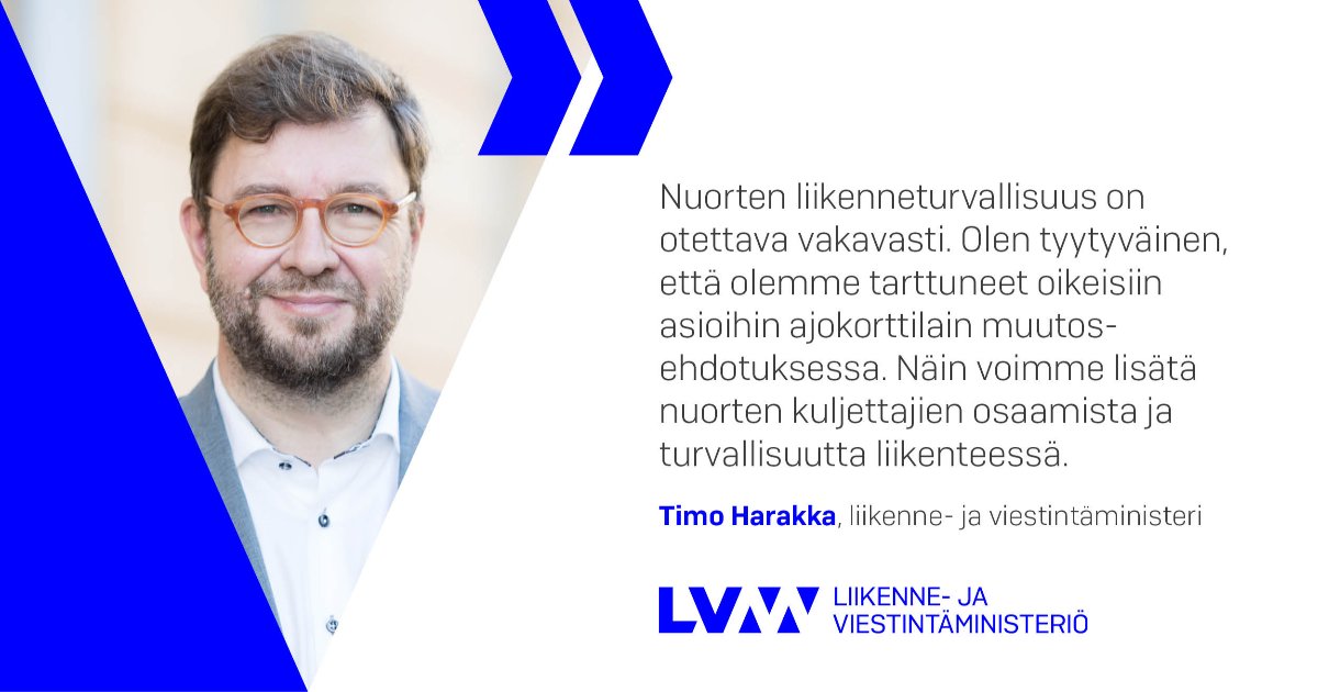 lvmfi's tweet photo. Ministeri Harakka: Ajokorttilain muutosehdotus vastaa nuorten liikenneturvallisuuden haasteisiin https://t.co/US9GPgxDlX https://t.co/DNL8GrlkO1
