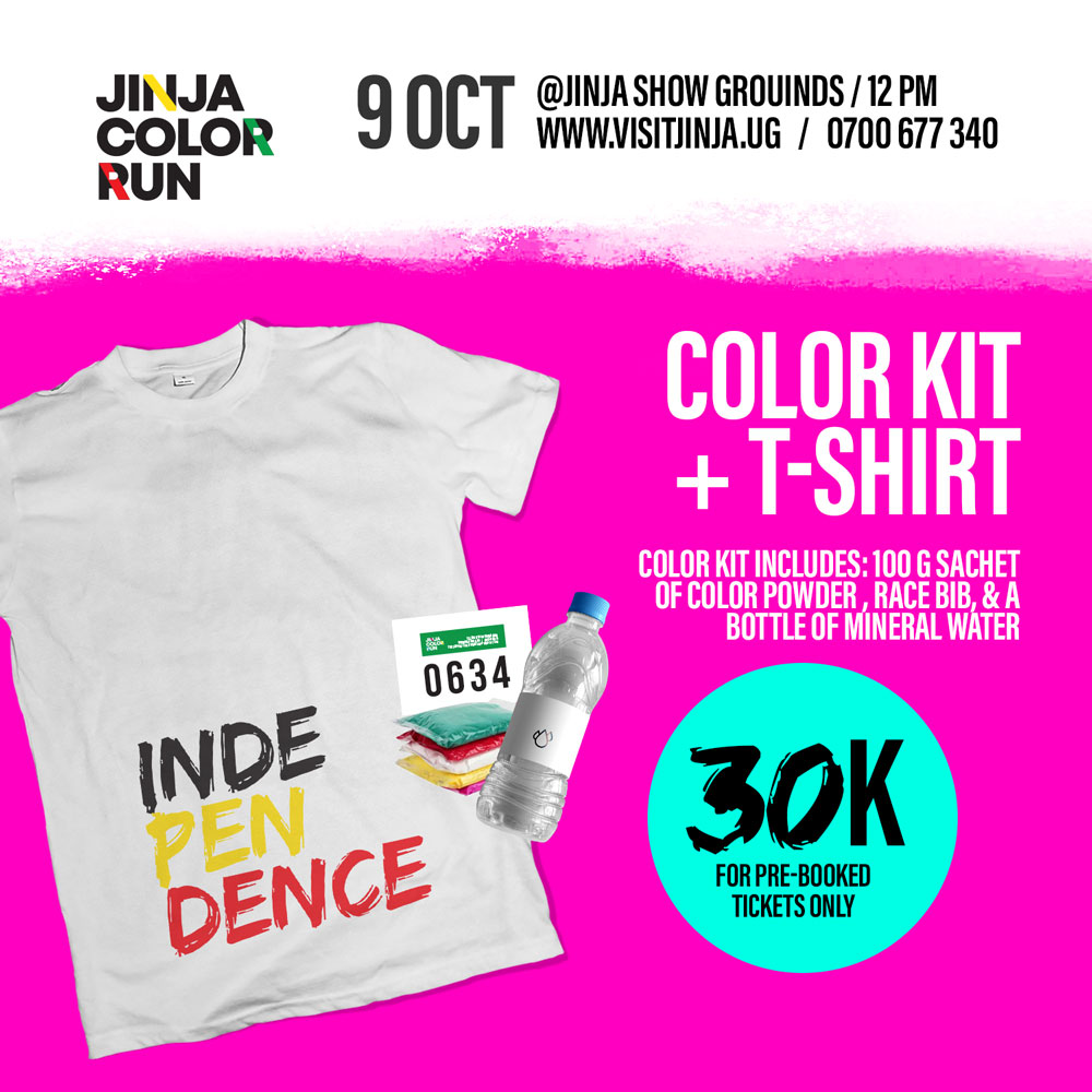 colorrunafrica's tweet photo. Book your ticket today to secure your color kit for Jinja Color Run 15k/30k with an official t-shirt. Kit available with pre-booked tickets only,π https://t.co/pJ98S5YijRβ¦ for more info Dm us or call +256700677340. #JAW2022 #stnfst22 #UgandaAt60 #JinjaColorRun2022 πππ https://t.co/owGGnWbxDL