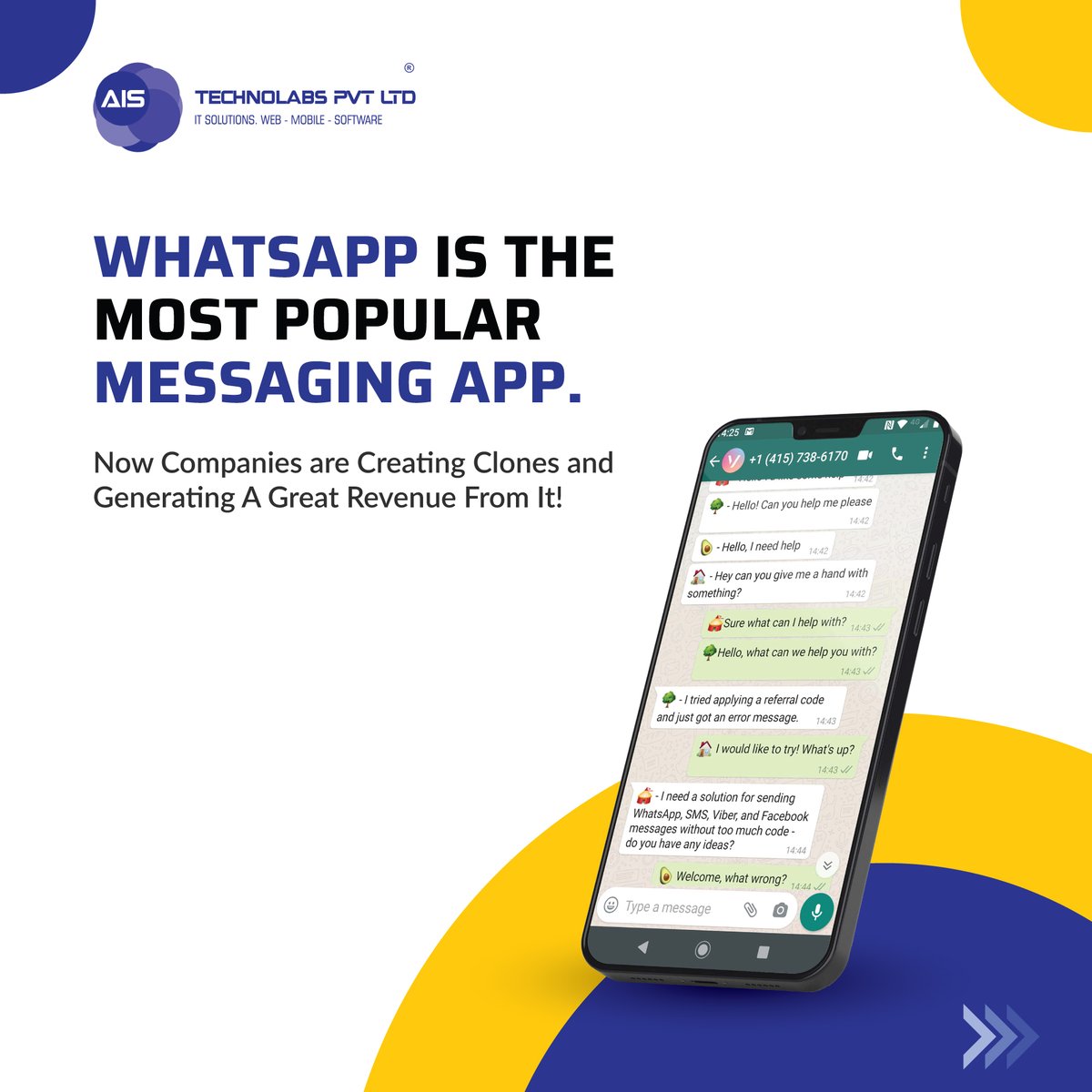 aistechnolabs's tweet photo. AIS Techno labs we offer the best ICT solutions with a specialty in WhatsApp clone source code. Based app development, and also we hire Xamarin Developer who could help in delivering native Android, iOS, and Windows apps with a single shared.

#WhatsApp #CloneX #cloneapps https://t.co/9WXUEQk6VU
