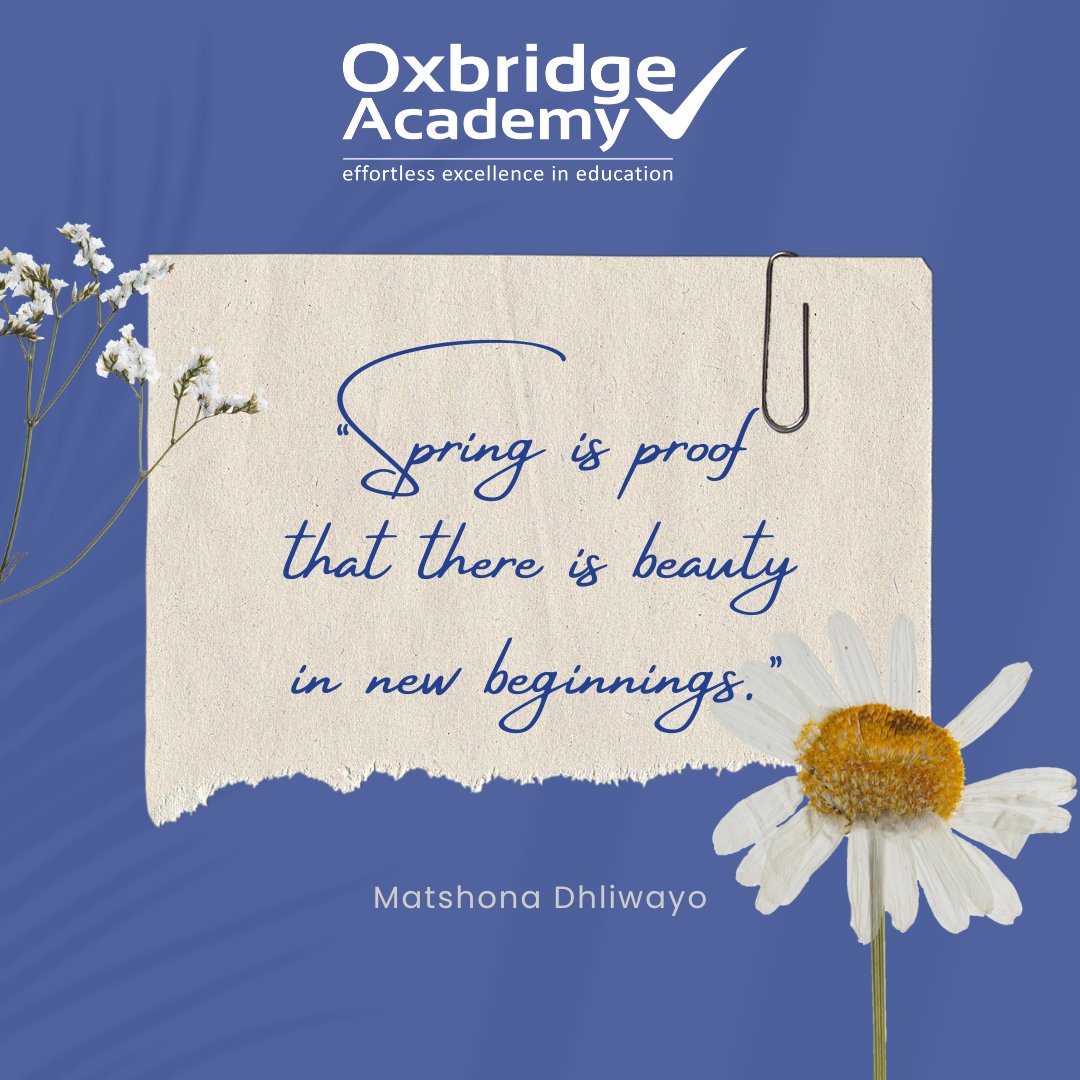 OxbridgeEdu's tweet image. “Spring is proof that there is beauty in new beginnings.”— Matshona Dhliwayo

What makes you smile no matter what mood you're in?

#oxbridgeacademy #distancelearning  #springquotes #success #learningeveryday #learningskills #education #motivationalposts #mondayinspiration