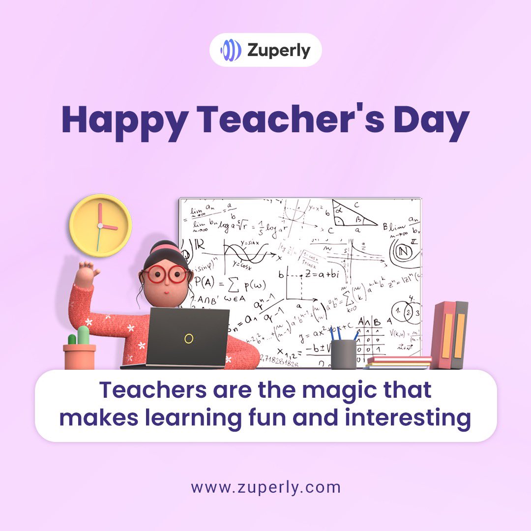 KapilReddyK11's tweet photo. We've all had great teachers while studying in Schools and Colleges.

Let @ZuperlyHQ be your learning companion for the rest of your learning journey and knowledge expansion.  😎

#learnyourway #happyteachersday https://t.co/4HHXZq4cze