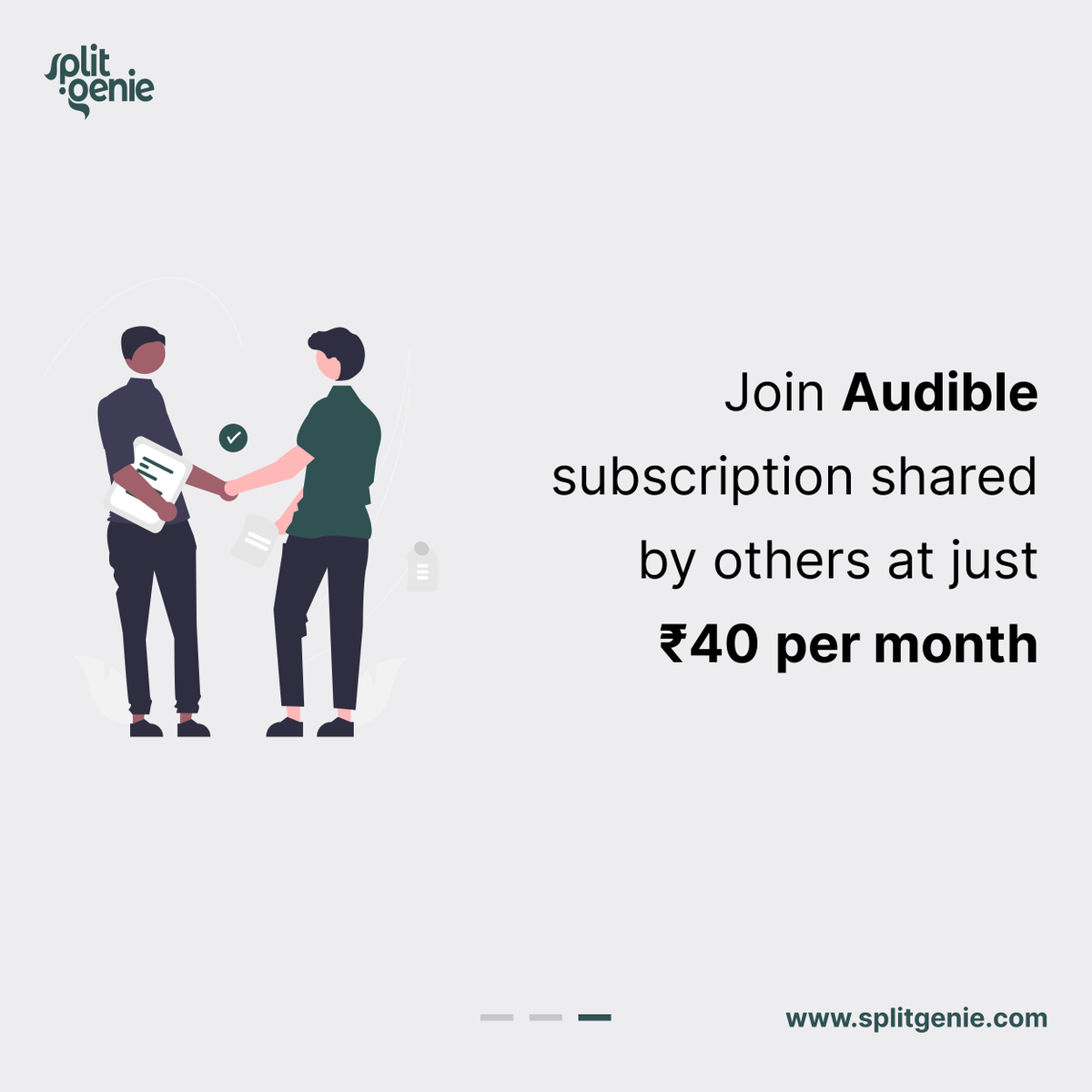 SplitGenie's tweet photo. Split your Audible subscription with others on https://t.co/yHJlabCsHO and save 80% ๐
Join a Audible subscription at just Rs. 40 per month! ๐ฎ
Share (or Host) your subscription and earn 1910/- ๐ค
#audible #sharesubscription #splitsubscription #cheapsubscription #story #monday https://t.co/UoauFwCONq