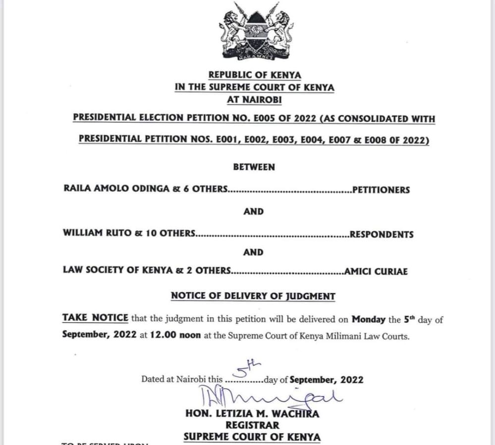KenKiberenge's tweet photo. Supreme Court to render its decision today at noon. #SupremeCourtruling https://t.co/6UOWTgORw9