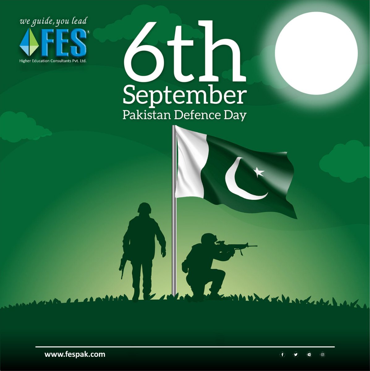 FESConsultants's tweet photo. Happy Defence Day Pakistan🇵🇰– A Big Salute to our Military❤
May Allah grant our armed forces more power to fight against any negative force. Ameen!

#fes #fes2022 #DefenceDay #Pakistan #PakistanZindabad #LongLivePakistan #tribute #september #Salute #soldiers #sacrifice #military https://t.co/P86nsLV2CM