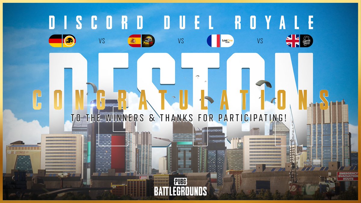 Congratulations to the winners of the #DiscordDuelRoyale!

🥇 🇬🇧 STELLA FELLA'S
🥈 🇩🇪 <a href="/mForcegaming/">mForce</a>
🥉 🇪🇸 SEIZUREE

A big thank you to all the players who participated and every single viewer who watched us on Twitch! Until the next one!