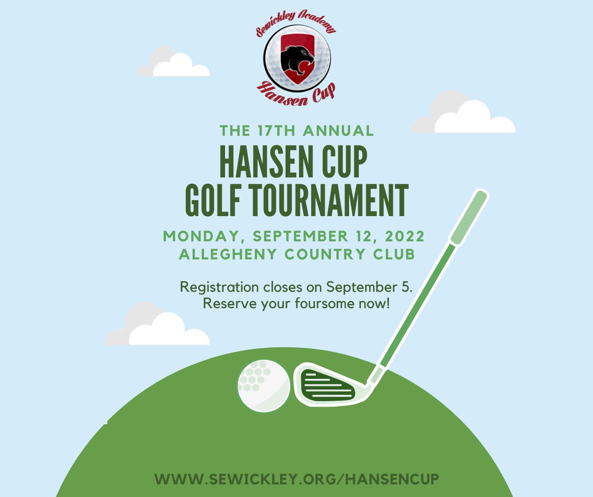 ⛳️LAST CALL! Registration for the 17th Annual Hansen Cup Golf Tournament closes tonight! Don't miss the chance to experience a great day of skills challenges, breakfast, after-golf cocktail reception, and prizes! Reserve your foursome TODAY at sewickley.org/hansencup