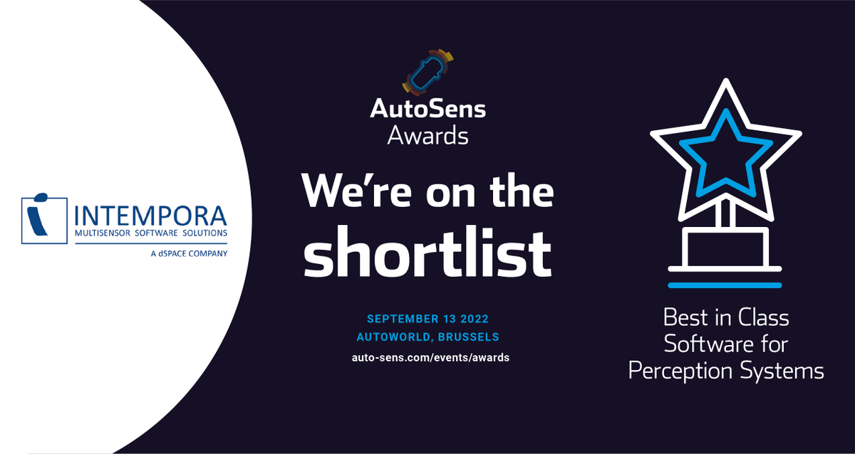 INTEMPORA's tweet photo. We have been selected to the @AutoSens_  awards🥳 for the Best in Class #software for #perception systems with #RTMaps ! See you on September 12-14, booth 7 and September 13 for the final results🏆! 
📢Spread the word💬to the world🌎! #adas #autonomousdriving #automotive https://t.co/NwAM7hQ7XR