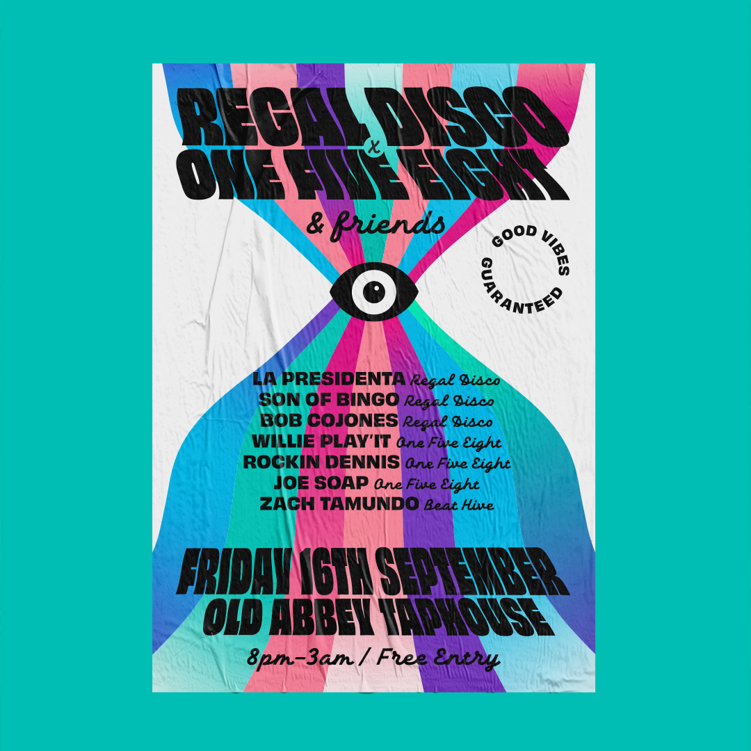 RobertLomas82's tweet photo. Here’s some recent artwork for my good buddies @DiscoRegal and One Five Eight who are putting on an end of summer shindig @Old_Abbey_MSP 🥳💥😃
.
#regaldisco #onefiveeight #goodvibes #endofsummerparty #psychedelic #oldabbeytaphouse #poster #freelance #manchester #robertlomas https://t.co/MvmCrNNzuk