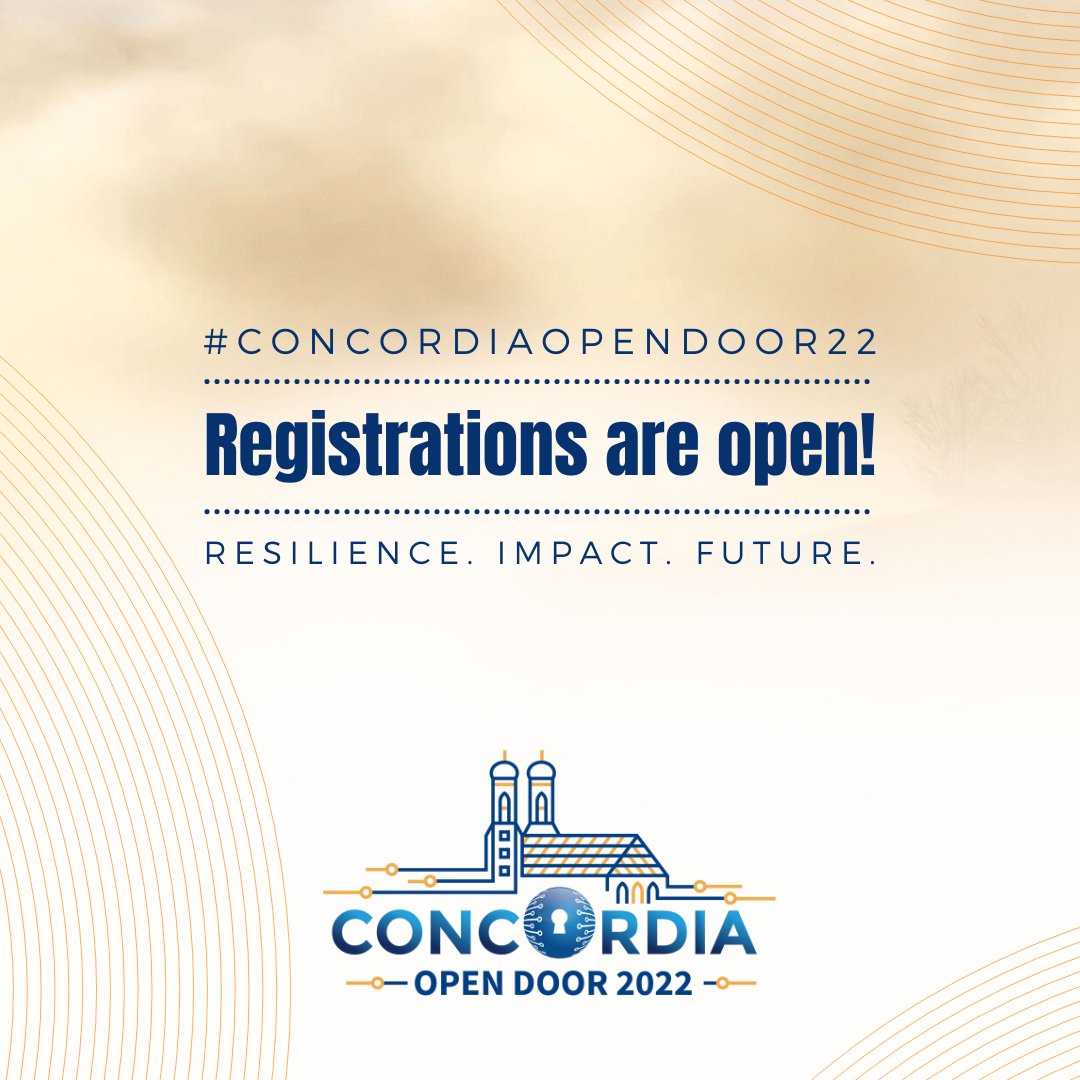 concordiah2020's tweet photo. We're happy to announce that the registrations for CONCORDIA Open Door 2022 are open! ✌️
Join the #EU #cybersecurity community – 26th-27th of October in Munich. 😊
Resilience. Impact. Future. 
#CONCORDIAOPENDOOR22
➡️https://t.co/FIdnhMJrJm https://t.co/EsoSa2wwcp