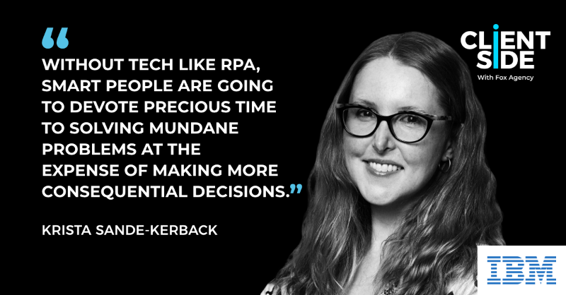 ClientSideB2B's tweet photo. On the latest episode of the ClientSide #Podcast, Krista Sande-Kerback, Senior Product #Marketing Manager at IBM Automation, joins ClientSide to discuss the uses of Robotic Process Automation and the #Future of robotics.

Listen now to learn key insights from marketing experts.