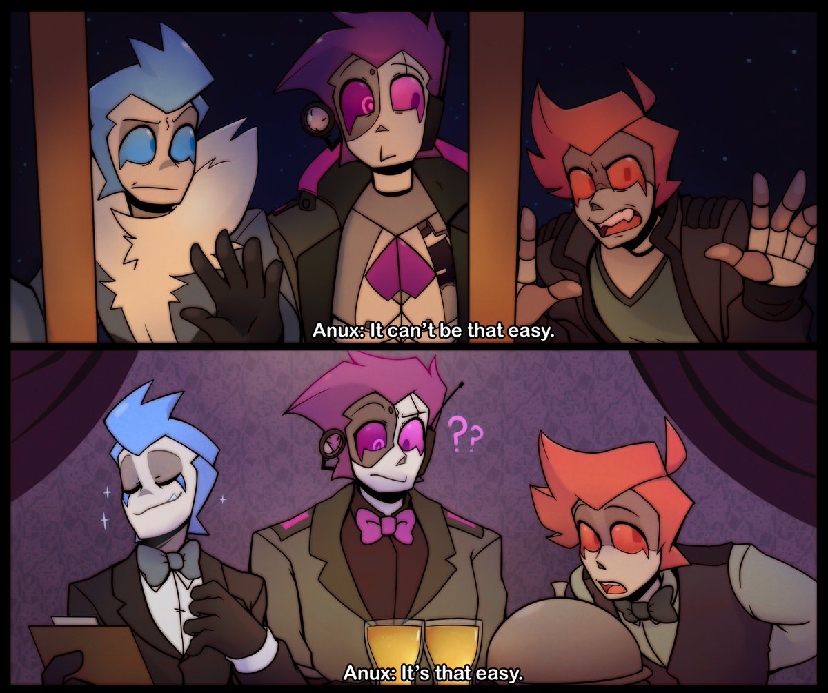BSkelebunny01's tweet photo. A lil meme redraw of these bastards
haven't drawn anything fully drawn for a while
Mecha (Blue) by @W0lfwrathknight
Anux (red/orange thing) by @StariiKat
Ulrich (purple) by me
#mechasm #Ulrichthemechasm #Mechathemechasm #Anuxthemechasm #oc https://t.co/sHp2oEqeNe
