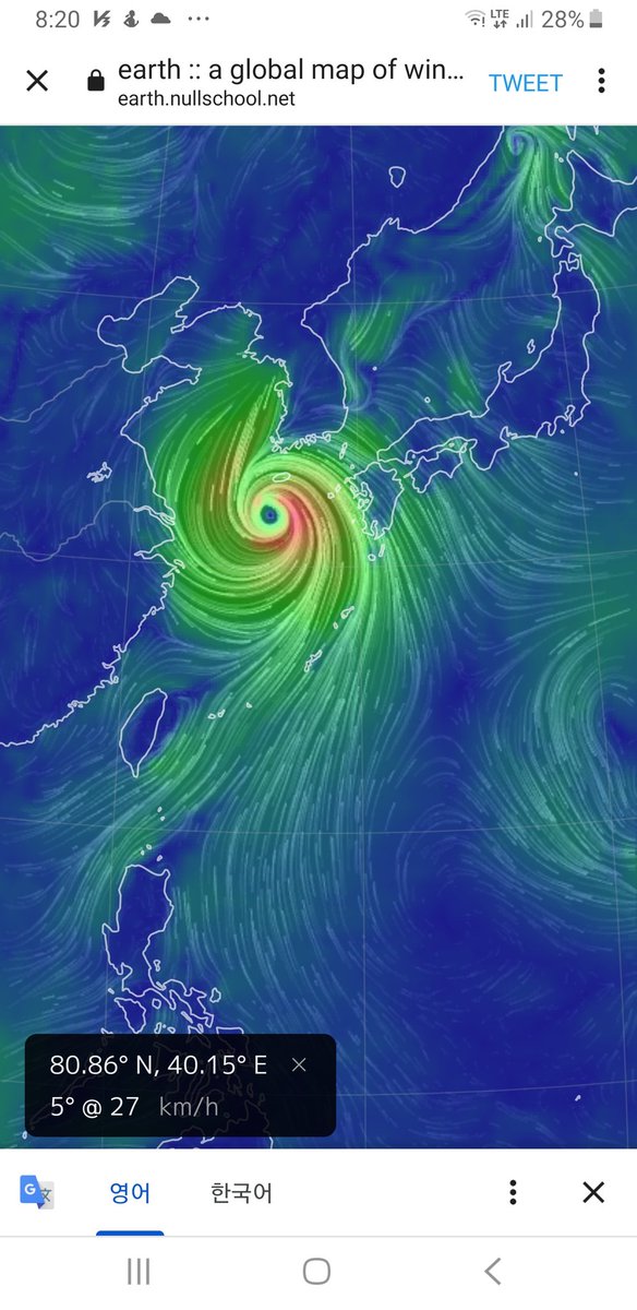 실시간 태풍상황
earth.nullschool.net/#current/wind/…