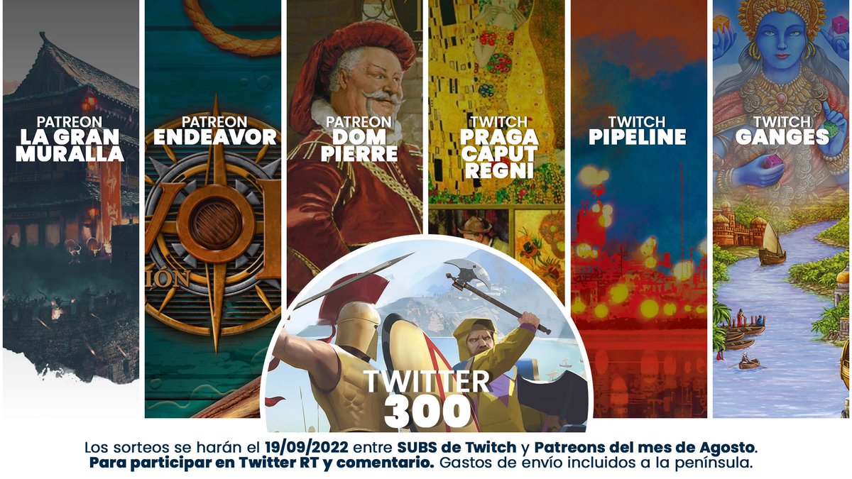 SORTEOS ANIVERSARIO PARTE I. Tras varias semanas de organizarlo todo ya tenemos los sorteos de aniversario listos. 3 sorteos que se van a realizar en 3 días de Septiembre. Para participar en el de Twitter RT + seguir a <a href="/MishiGeek/">Mishi Geek ♻️ #juegosdemesa</a> + comentario mencionando con quien jugarías a 300.