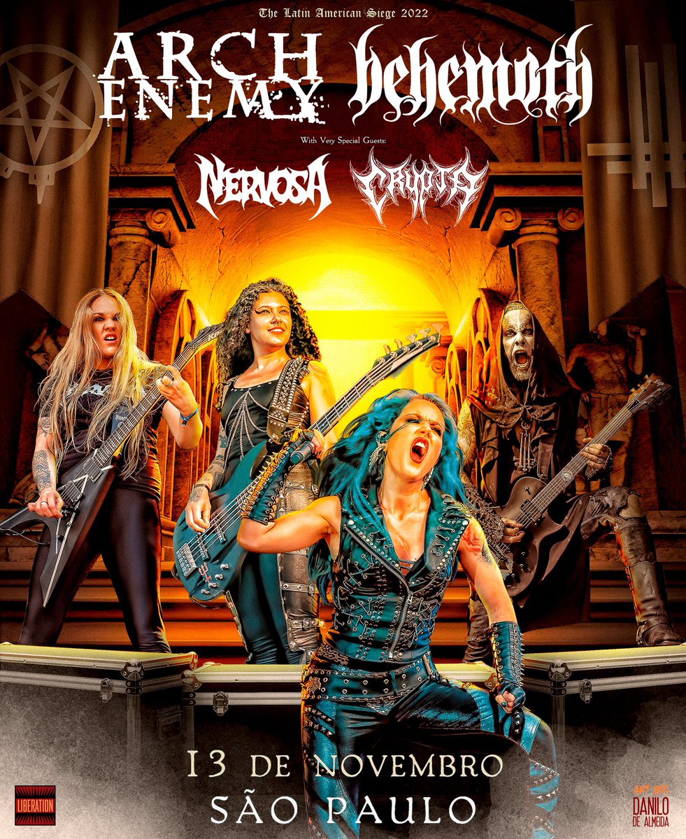 MetalJusticeMag's tweet photo. なんと‼️
11.13@サンパウロで開催されるARCH ENEMY + BEHEMOTH公演でNERVOSAとCRYPTAがまさかの共演‼️
3人時代のネルボサからフェルナンダとルアナの2名が脱退してクリプタを結成し、3人を迎えて4人になった新生ネルボサのリーダー・プリカは「これはツアーではなく一度だけの共演」と語りました🤘🇧🇷 https://t.co/GzXiulBkRN