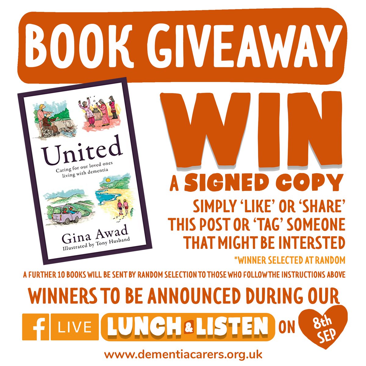 DemCarersCount's tweet image. We're giving away copies of the book "United" during our Lunch &amp;amp; Listen event with author @awad_gina &amp;amp; illustrator @tonyhusband1 on 8th Sep at 12.30pm. Simply retweet this post to be in with a chance of winning. 
Event link: fb.me/e/1Ejv77g6y
Good luck🤞