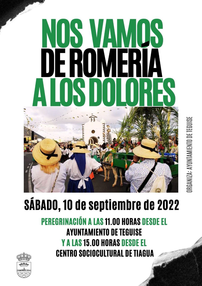 Nos vamos de romería a Los Dolores! Este sábado 10 de septiembre saldremos a las 11h desde el Ayuntamiento y a las 15h desde el CSC de a Tiagua👏🏻Ven y disfruta este día ineludible para los conejeros, en peregrinación hasta la ermita de Ntra Sra de Los Dolores en Mancha Blanca👌🏻