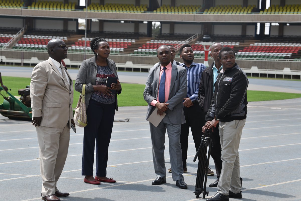 DPublicComms's tweet photo. Directorate of Public Communications officers led by the Director @MuleiMuia inspect media facilities at @StadiaKasarani in preparation for the Assumption of Office of the President ceremony to be held on Tuesday 13th September, 2022 
@MoICTKenya @SpokespersonGoK https://t.co/4y65ryc3HI