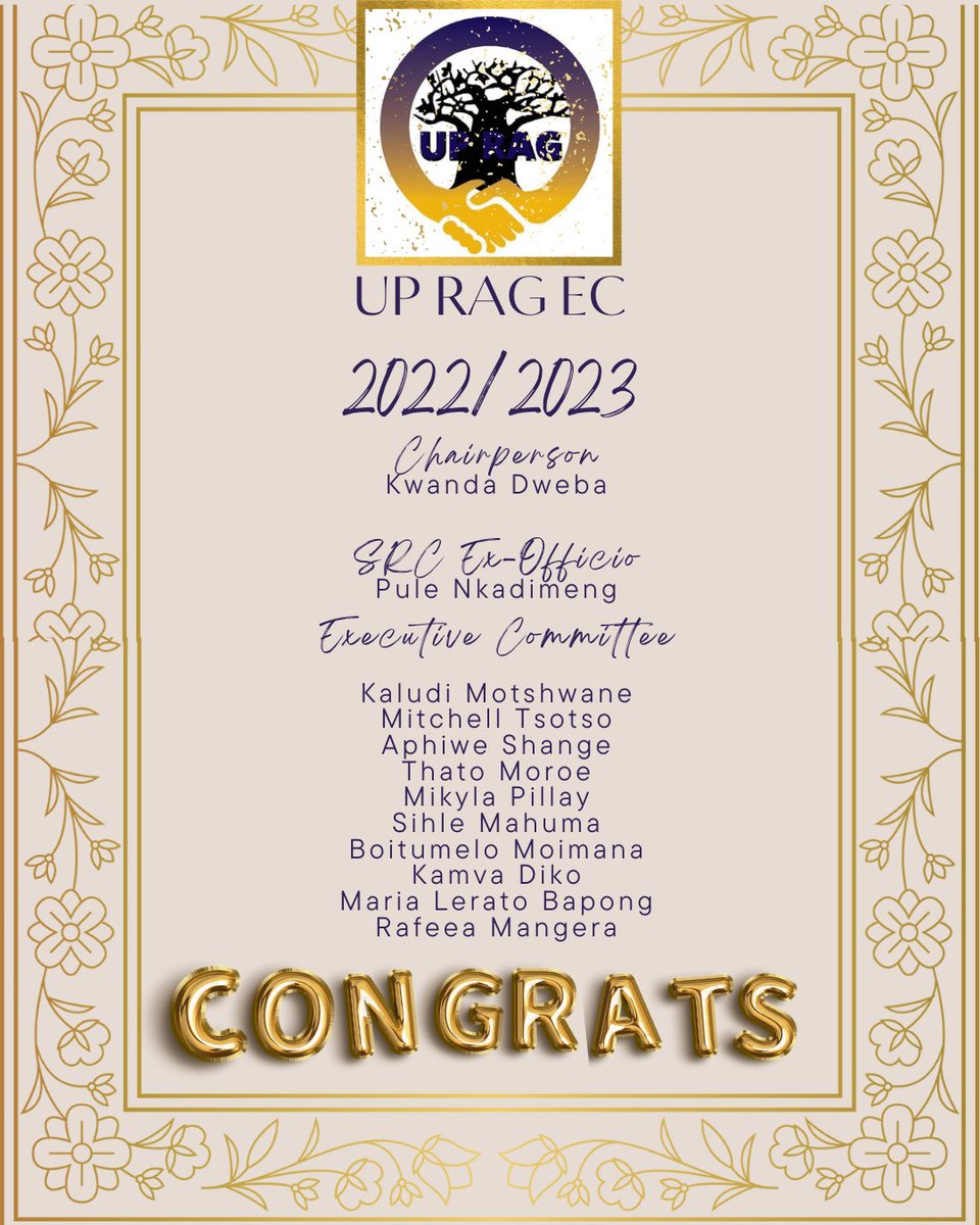 Introducing the new UP RAG EC 2022/2023 , congratulations! Can't wait to witness you sparkle.✨️💛💙