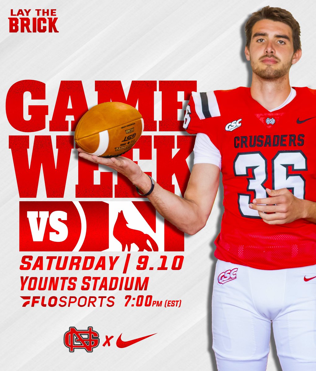 NGUFootball1's tweet photo. GAME WEEK 2‼️

🆚 Newberry College
⌚️ 7:00 PM
🏟 Younts Stadium 
📍 Tigerville, SC
📺 FloSports
📊 https://t.co/DCUSuUXnne

#LayTheBrick | #2TheVill3 https://t.co/mEGdPC8v2k