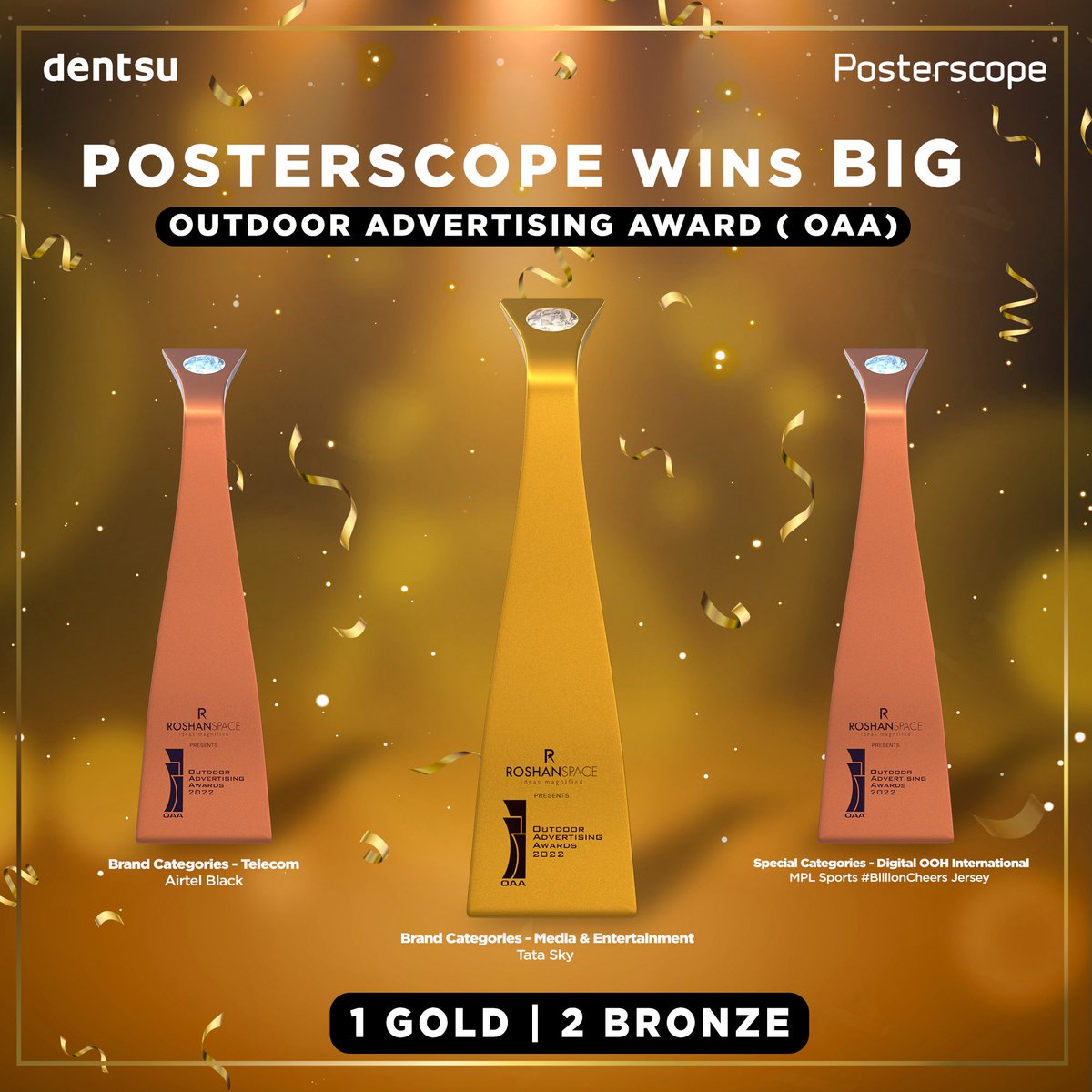 dentsu international india 🇮🇳 (@dentsuin) on Twitter photo .<a href="/posterscope_ind/">Posterscope India</a> achieves its next milestone; brings back another Gold & 2 Bronze from the Outdoor Advertising Awards. Kudos to the team! .<a href="/posterscope_ind/">Posterscope India</a> achieves its next milestone; brings back another Gold & 2 Bronze from the Outdoor Advertising Awards. Kudos to the team!
