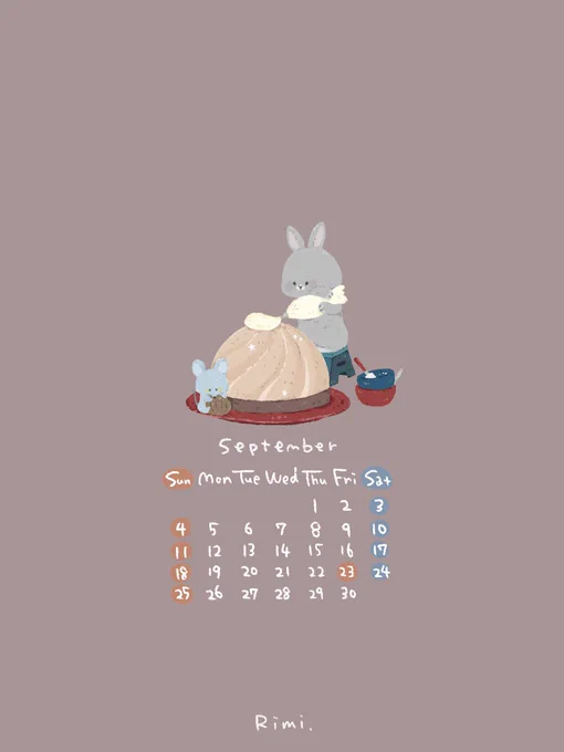 たいへん遅くなりました!9月のカレンダーと壁紙できました 