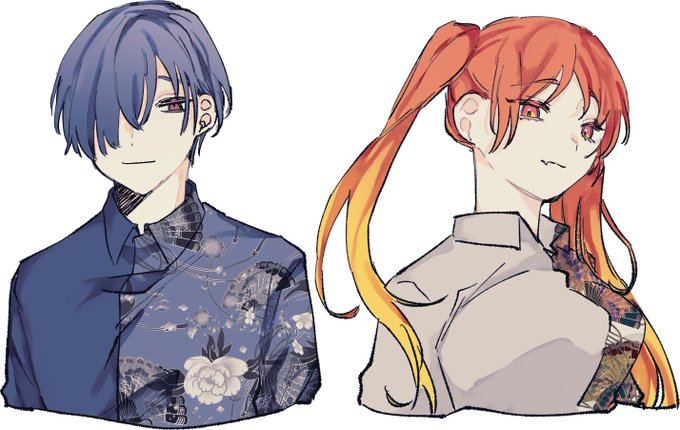 これは本日の都市伝説課の公開NPC2人のバストアップ描き下ろしたやつ 