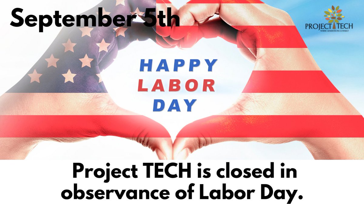 ProjectTechSC's tweet photo. Project TECH is closed today in observance of Labor Day. Enjoy the last holiday of Summer! https://t.co/haT2qZURvg