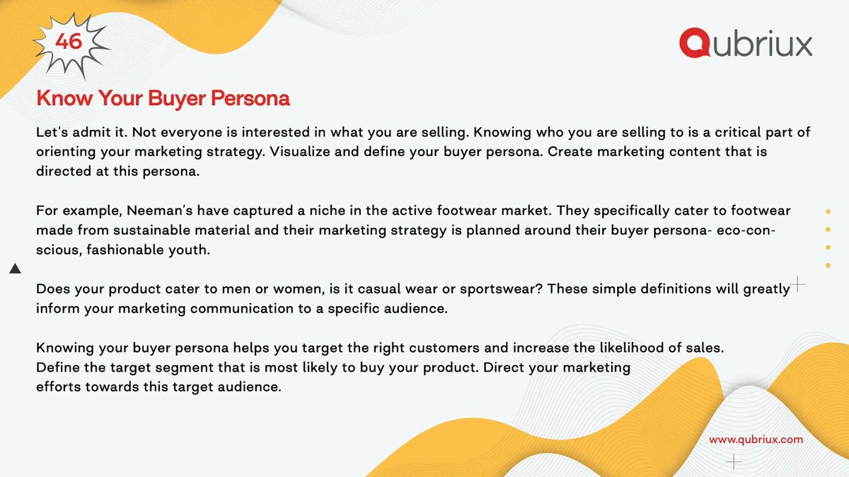 Qubriux's tweet photo. No. 46 of 100 Tips for The eCommerce Merchant!
Not everyone is interested in what you are selling. Knowing who you are selling to is a critical part of orienting your marketing strategy. #100days100eCommerceTips
Download our ebook here https://t.co/S0pG5ec6MM https://t.co/MocAtXEjET