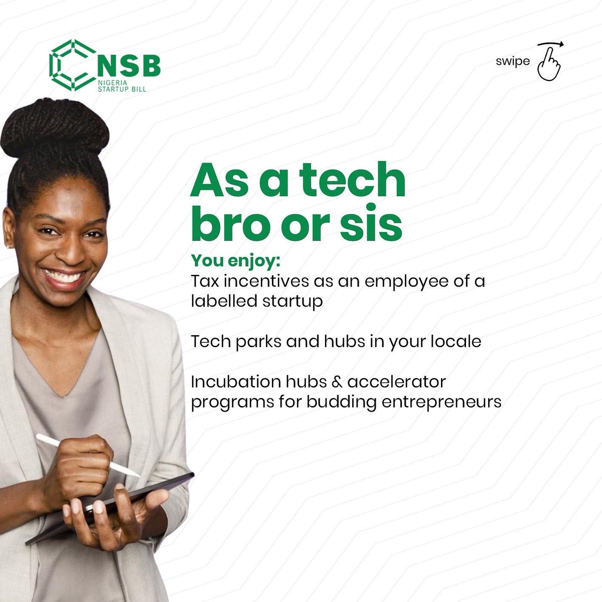 StartupActNg's tweet photo. The Nigeria Startup Bill has something for everyoneβ¦
This is why we must join hands together to see that our laws work for us because it will benefit us all.
#MakingLawsWork #9jaStartup #NSB #actfortheyouths https://t.co/UpgUjI6F8d