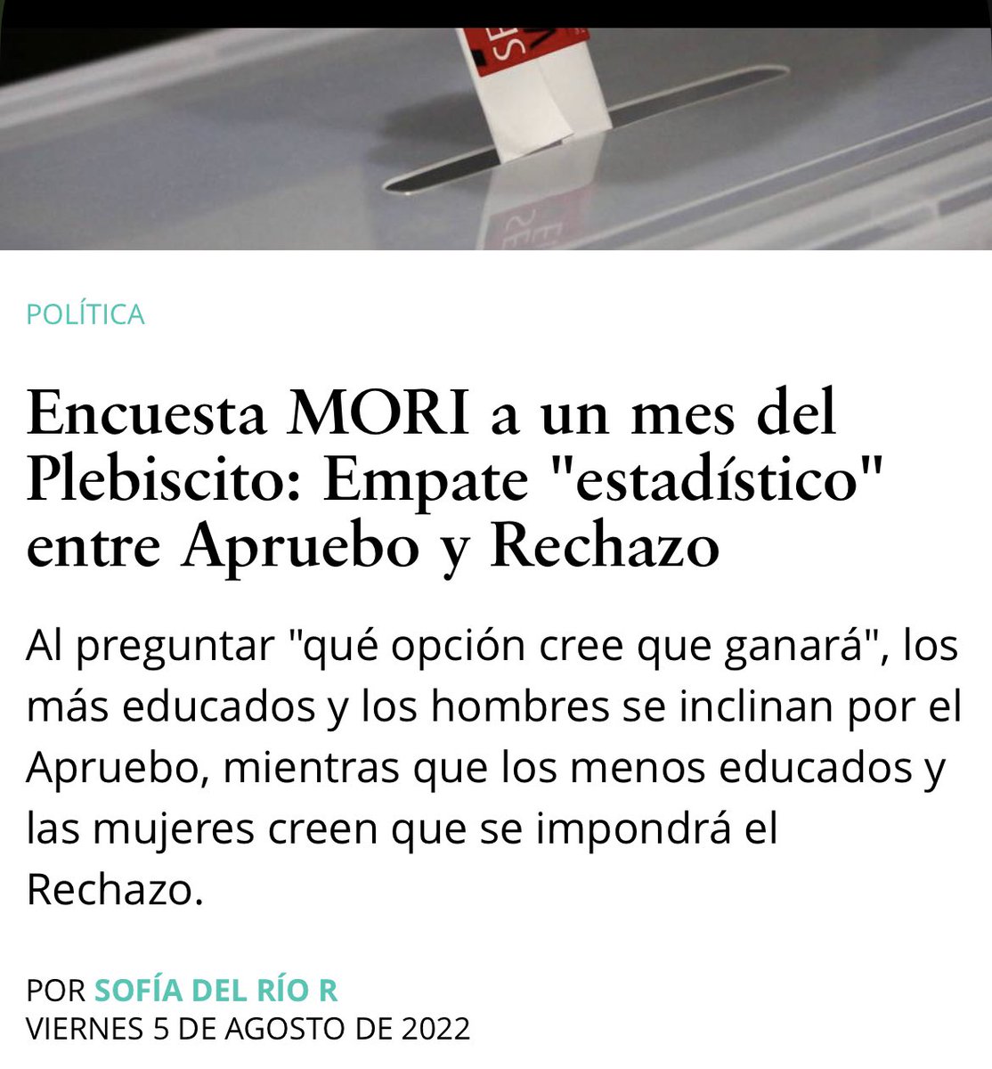 EconomistaFlait's tweet photo. Premio Callampera Permanente: La @mmlagoscc y su encuesta MORI que siempre es la que anda más perdida de todas. 
6/ https://t.co/Uh88yyEuQ5