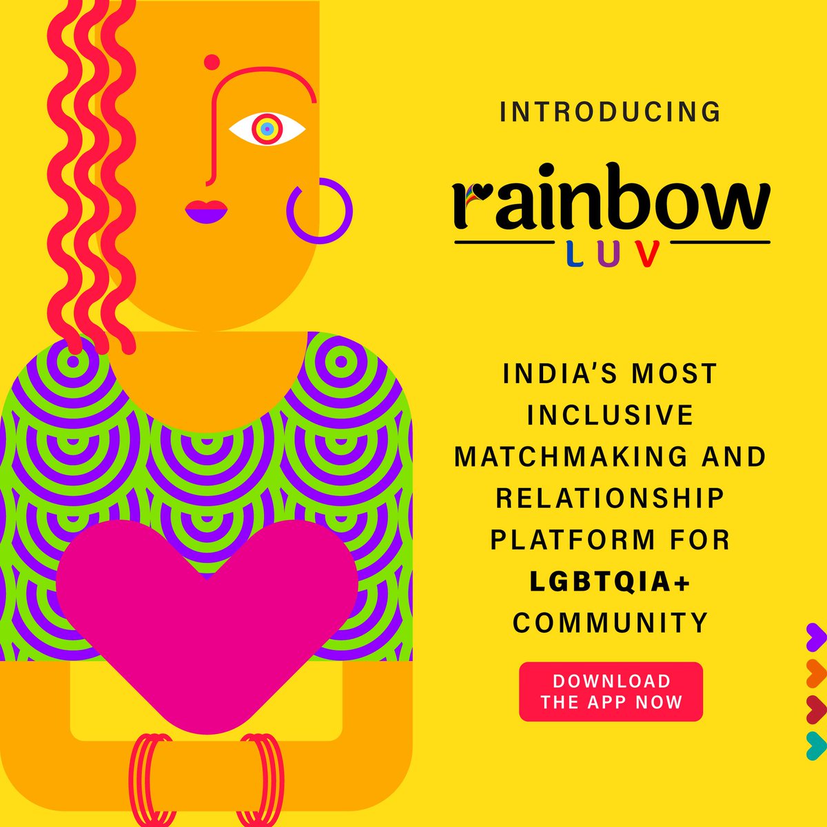 matrimony's tweet photo. https://t.co/jTr6EgaUDX launches #RainbowLuv matchmaking and relationship app for LGBTQIA+ community. Made by &amp; for the community. 45+ gender identities, 122+ orientation tags, and 48+ pronouns. Register Free https://t.co/e1ylh6kEON... #RainbowLuv #FindLove #Pride #LGBT #LGBTQIA https://t.co/BTBTd2x32V