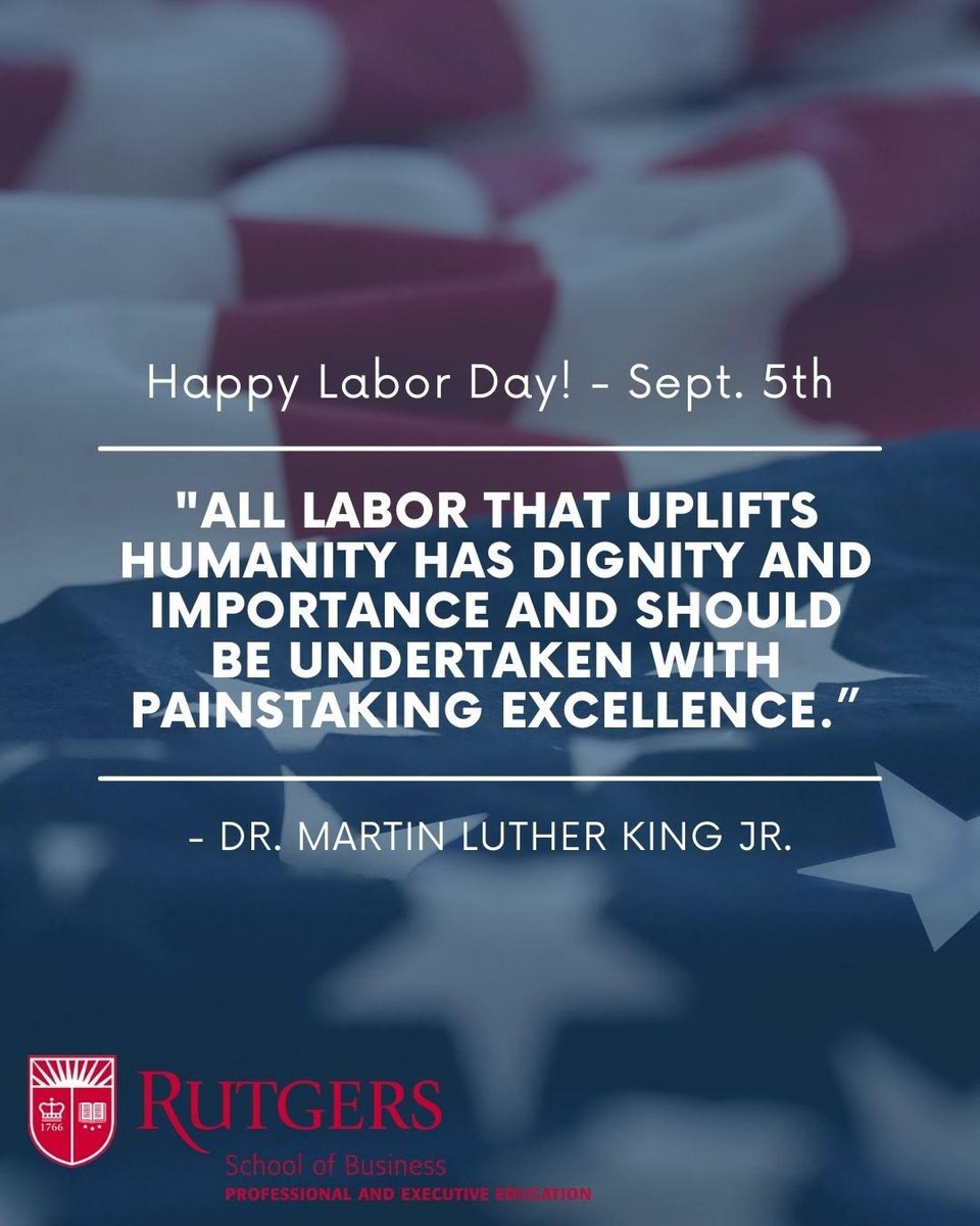 RutgersExecEd's tweet photo. Happy Labor Day everyone, we hope that you're all enjoying your extended weekend's with your families! 🎉🙌
-
#HappyLaborDay #haveagreatweekend #plusmonday #rutgersuinversity #rutgersschoolofbusiness #highereducation #executiveducation #peerrutgers https://t.co/GaxRVdI6uR