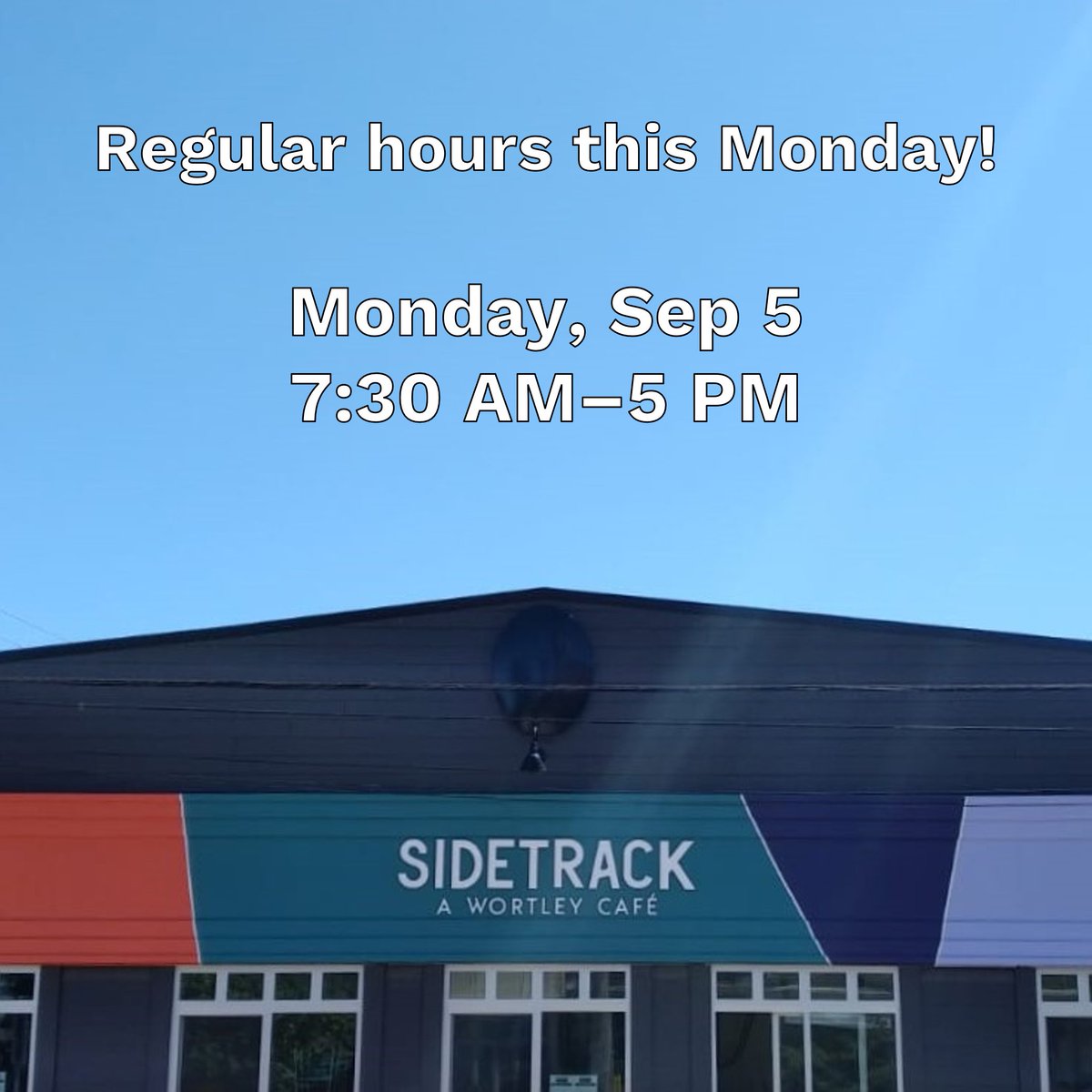 sidetrackcafe's tweet photo. We love a weekend, and the longer the better! https://t.co/vnMcTEHGil