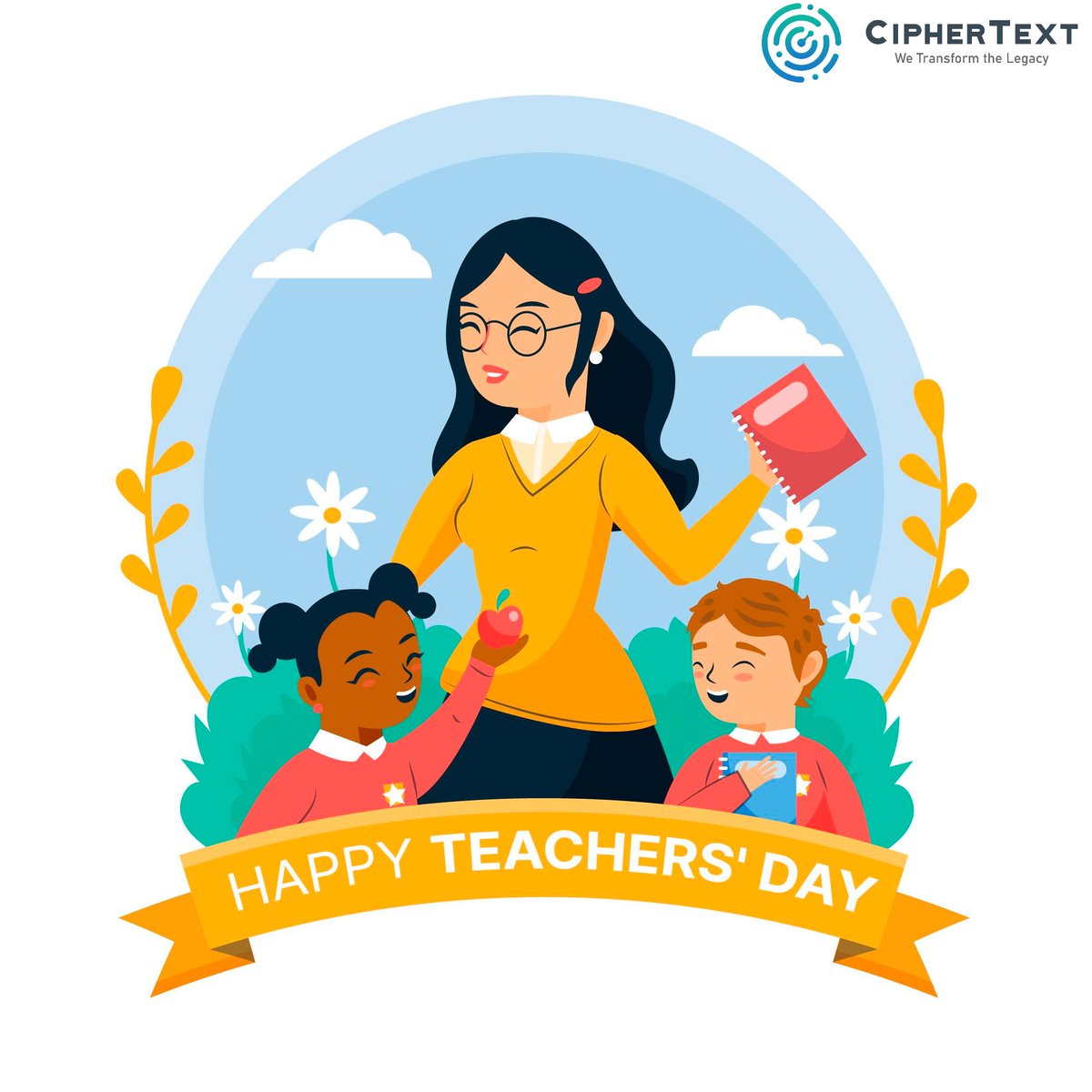 ciphertext_In's tweet photo. A teacher through their hard work and dedication makes this world a better place. Happy Teachers' Day.
#TeachersDay2022 #teacher #Teachers #ITServices #webdevelopment #cybersecuirty #CRM #web3 #ciphertext #ciphertext_technologies https://t.co/Xc7o2zrDuj