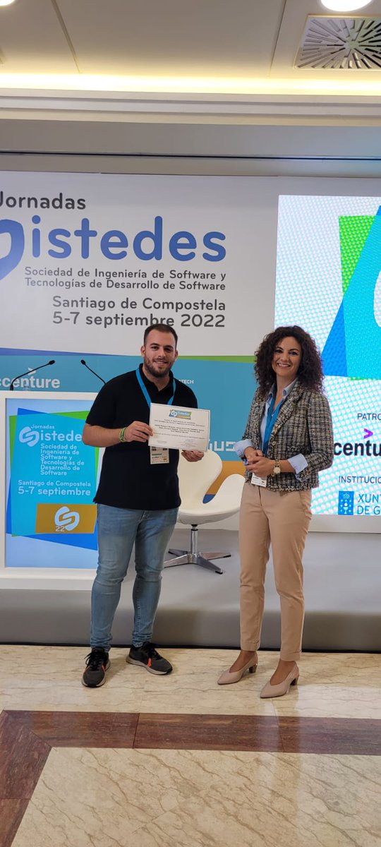Nuestro trabajo "Generación de Servicios Cuánticos ampliando la especificación OpenAPI" recibe el premio al mejor trabajo de estudiante en JCIS <a href="/sistedes2022/">Jornadas SISTEDES 2022</a>. Enhorabuena <a href="/javiromeroal/">Javier Romero</a> y Jaime. Gran trabajo! <a href="/QuercusSEG/">Quercus Group</a> <a href="/spilabuex/">SPILab</a> <a href="/infouex/">UEx</a>