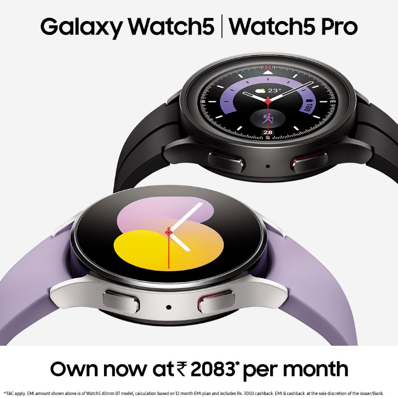 The watch that knows your sleep best – Galaxy Watch5 | Pro. Own now and get ₹ 3000 cashback. EMI starts at ₹ 2083. T&amp;C apply. #Samsung