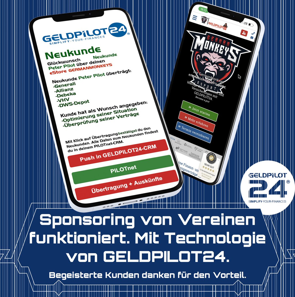GELDPILOT24's tweet photo. Statt riesige Summen
nur an die großen Online-Konzerne zu geben.
Demotermin als Finanzdienstleister?
sponsoring@geldpilot24.com
#geldpilot24 #Stoepselkopf
#dergeldpilot #robbyclemens #joscowilke
#versicherungsmakler #germanmonkeys https://t.co/v4kUrrdJtP