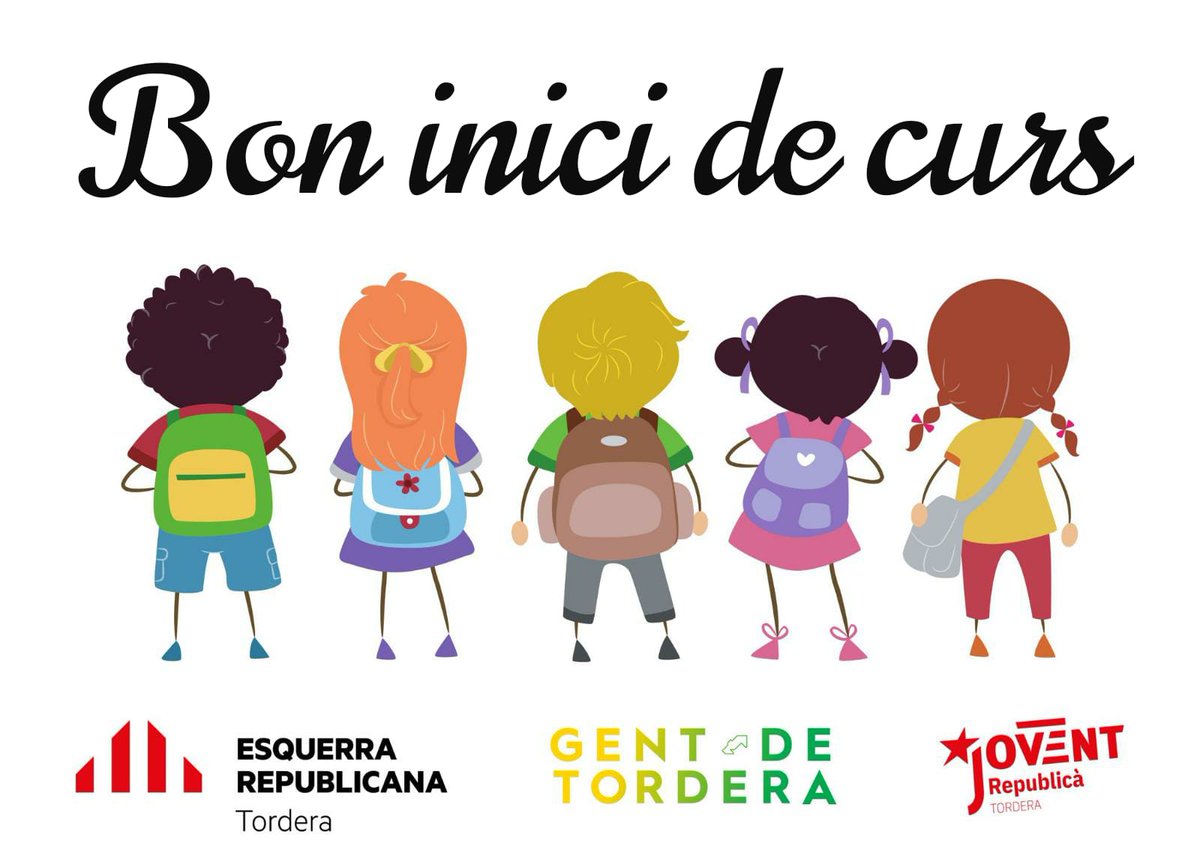 ERCGentTordera's tweet photo. 🎒Avui és un dia especial, comença un nou curs escolar. Des d'Esquerra Republicana, Gent de Tordera i @joventtordera us desitgem a la comunitat educativa i a l'alumnat un bon curs 2022-23. Endavant! #Tordera https://t.co/Vyy7rxTaJe