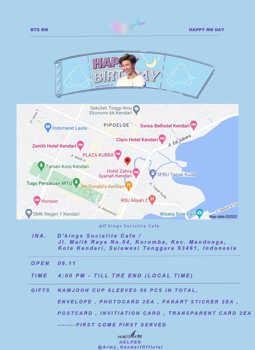 heartland94_rm's tweet photo. 𝟐𝟎𝟐𝟐 𝐑𝐌’𝐬 𝟐𝟗𝐭𝐡
𝐁𝐈𝐑𝐓𝐇𝐃𝐀𝐘 𝐏𝐑𝐎𝐉𝐄𝐂𝐓

𝙅𝙊𝙊𝙉𝙇𝙄𝙎𝙏 𝟗

KENDARI @ArmyKendari

MEDAN ins@/springnoona

SURABAYA @dopeproject_ 

𝙈𝙊𝙍𝙀 𝘿𝙀𝙏𝘼𝙄𝙇𝙎 𝘾𝙊𝙈𝙄𝙉𝙂 𝙎𝙊𝙊𝙉🔜

#RhythMCafe2022

@BTS_twt

#방탄소년단 #남준 #BTS⁠ ⁠ https://t.co/V4cK7qulDD