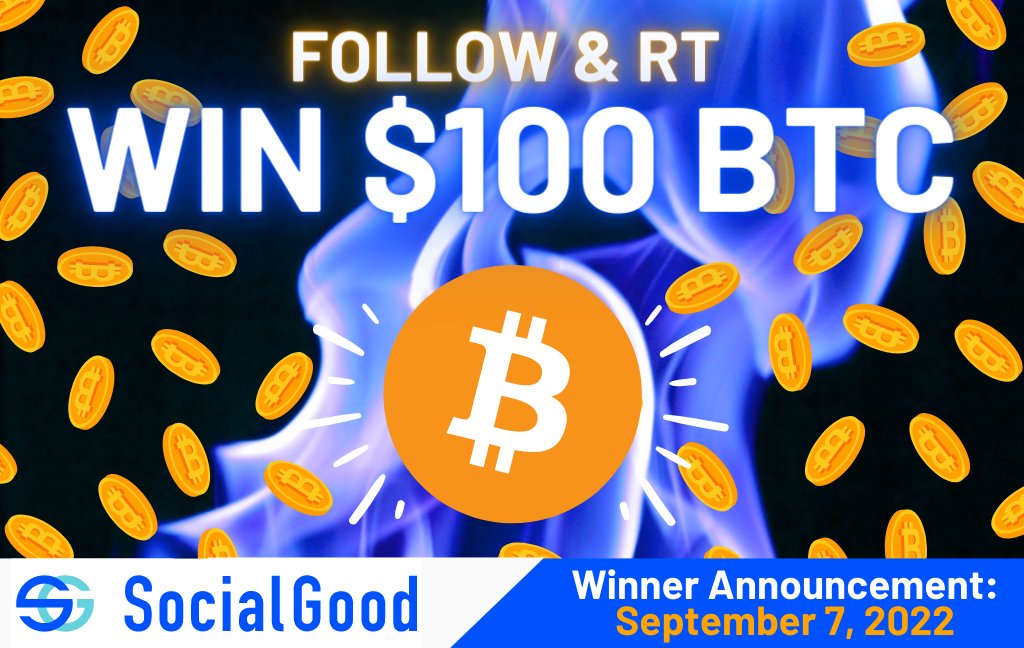 SocialGood_Inc's tweet image. 🔥 Win $100 in $BTC 🔥
Just 1⃣Follow &amp;amp; 2⃣Retweet
for a chance to win $100 worth of #Bitcoin for our 60th RT/Share #Giveaway!
You could be the next one to win big💰
We'll tag the lucky winner on Sept. 7!

Shop-to-Earn 100% rewards with the SocialGood App:
📲socialgood.inc/?id=mwPN7i