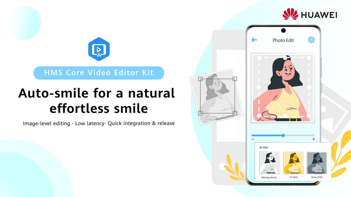 Create photogenic smiles for users with auto-smile from #HMSCore Video Editor Kit, to detect up to 3 faces and add natural smiles so that video/image editing becomes more fun.

 Learn more👉fal.cn/3rBG3
#HuaweiDevelopers