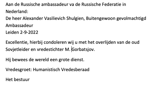 StichtingHVB's tweet photo. Overlijden Gorbatsjov https://t.co/b9LPc6a4Pv