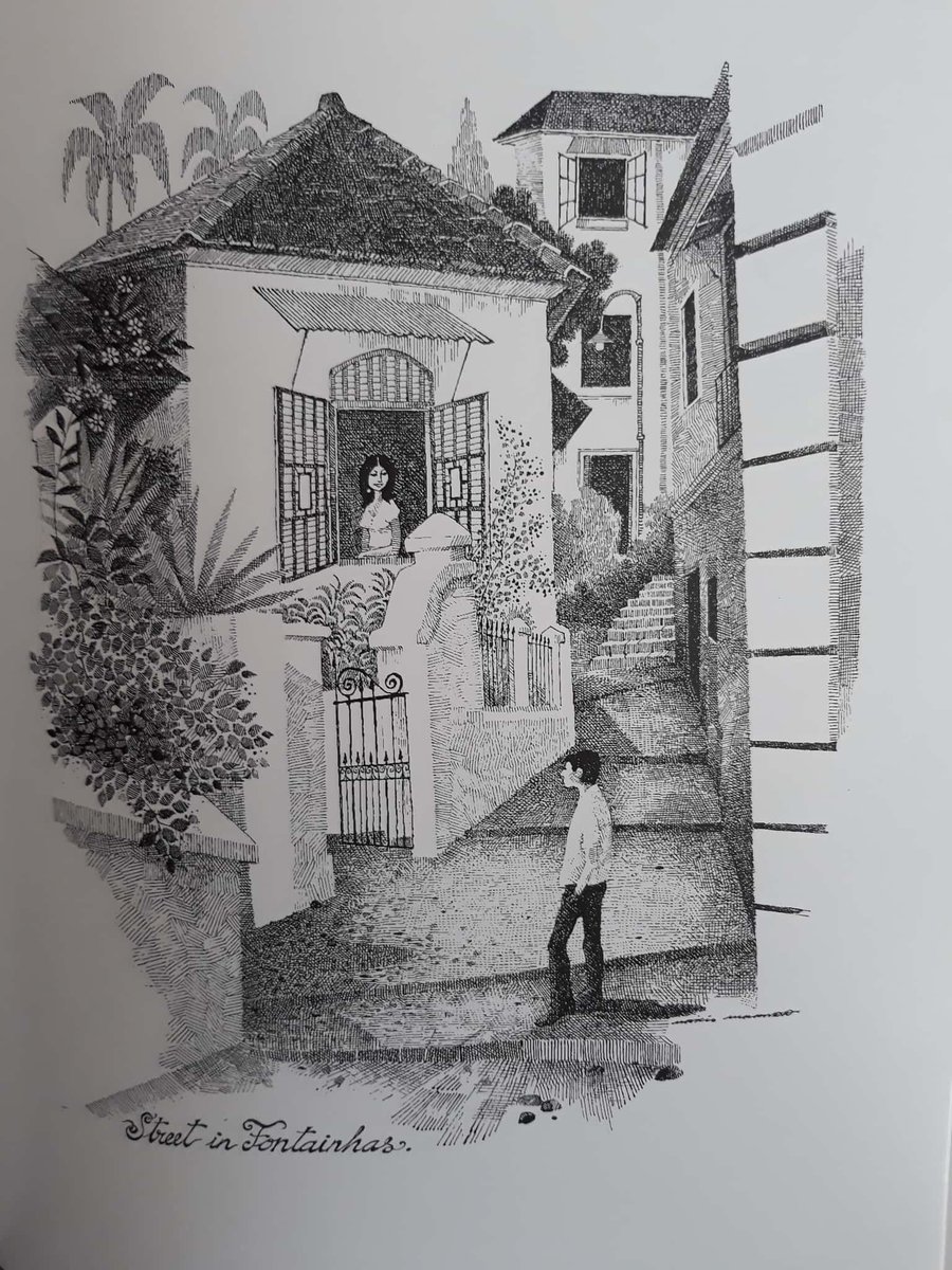 DaakVaak's tweet photo. You may be familiar with Mario Miranda's bustling cartoons of people and cities. Here's a quieter sketch of a fleeting encounter between lovers. https://t.co/sWgqSOKbRe