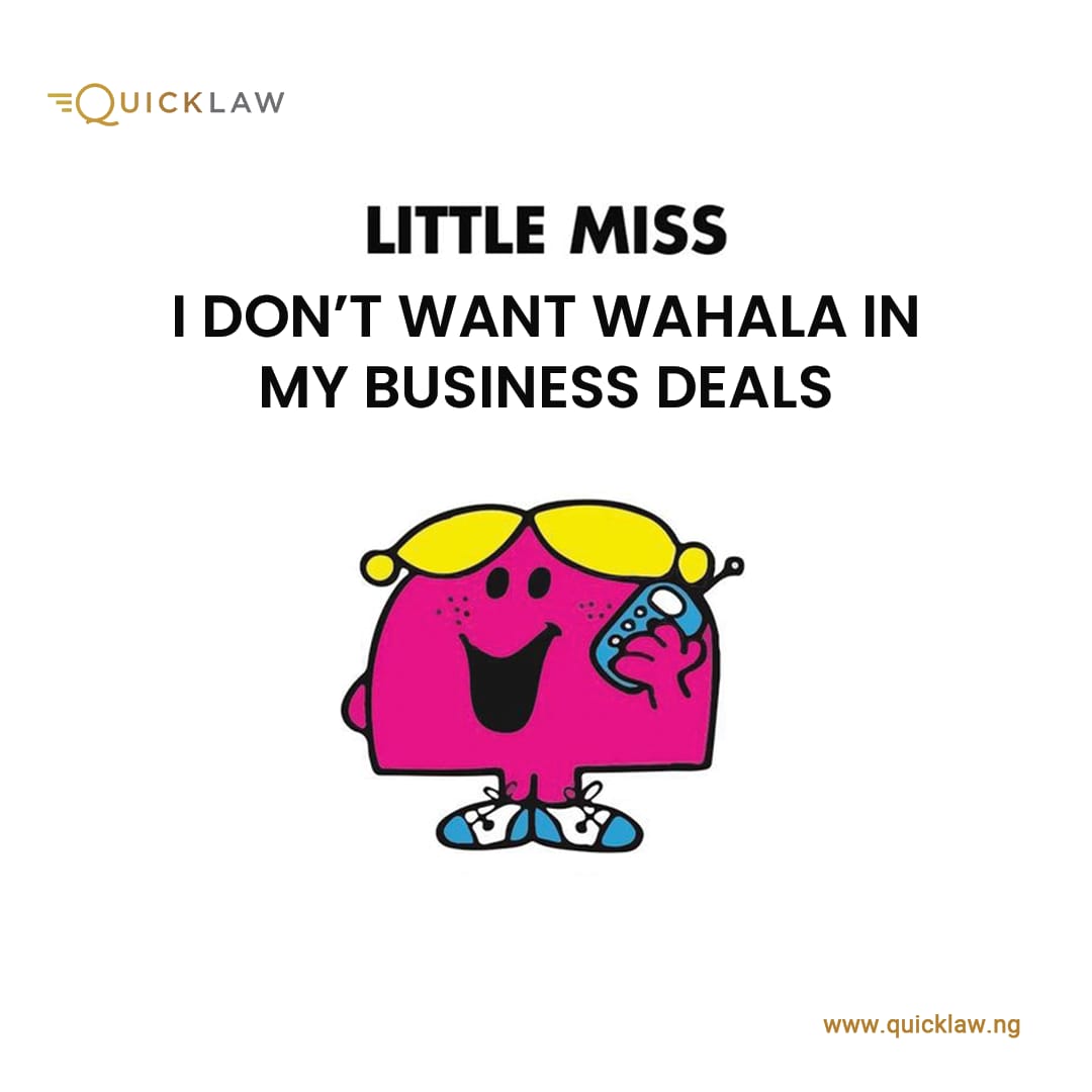 quicklaw_ng's tweet photo. Be like little miss - Avoid that wahala in your business deals, land purchase, employment matters and other agreements.
Get your contracts and agreements drafted/vetted by a qualified legal professional.
Log on to https://t.co/LnUKeUyZAA to get started.
#quicklaw #legaltech https://t.co/FZSuRfLhNa