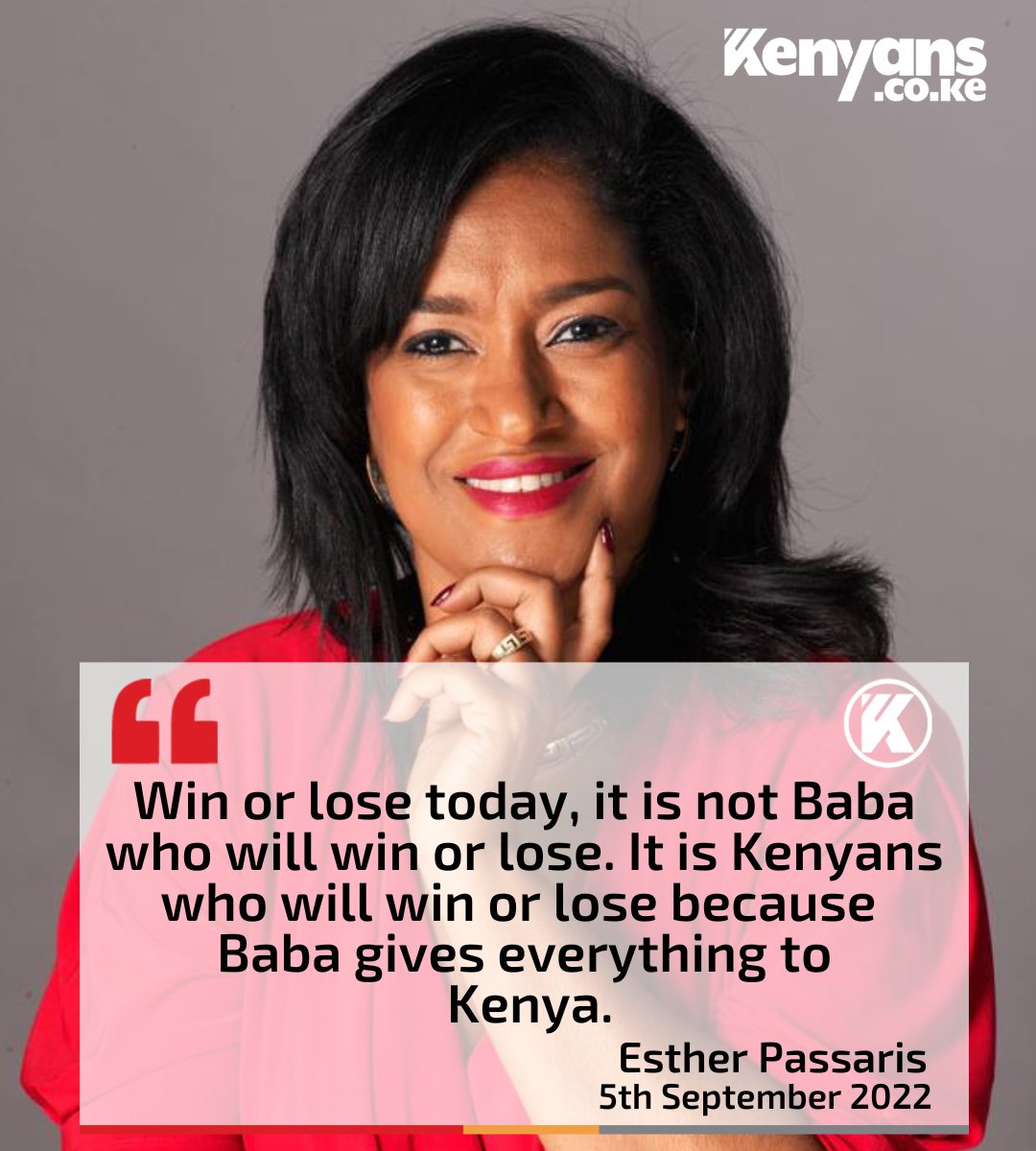 Kenyans's tweet photo. It's not Baba who will win or lose today, it's Kenyans  - Esther Passaris https://t.co/cHu3cPEpzK